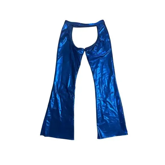 S M Wicked Temptations Metallic Blue Pants Cut-Out Rave Festival Burning Man - Picture 4 of 6